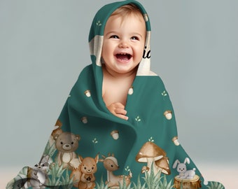 Personalized Baby Blanket, Woodland Nursery Theme, Minky Fleece Sherpa
