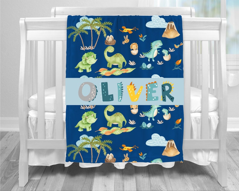 Personalized Dinosaur Blanket, Dinosaur Baby Blanket, Personalized Baby