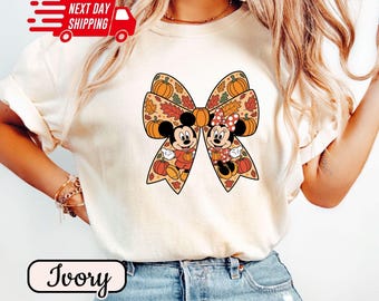 Retro Coquette Rosett Disney Halloween Pumpa T-shirt: Komfortfärger Disneyland Höst T-shirt