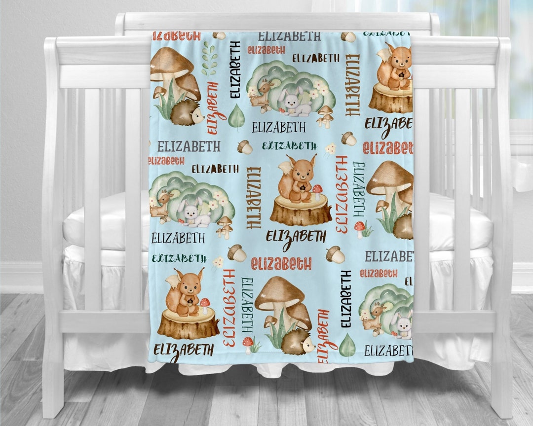 Squirrel Baby Name Blanket, Cute Rabbit Blanket, Newborn Eyelash