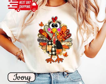 Comfort Colors Colourful Thanksgiving-shirt met kalkoen: Thanksgiving Gobble-shirt met print