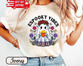 Comfort Colors Espooky Vibes Shirt: Halloween Mexican Conchas Ghost T-Shirt Spooky Mama