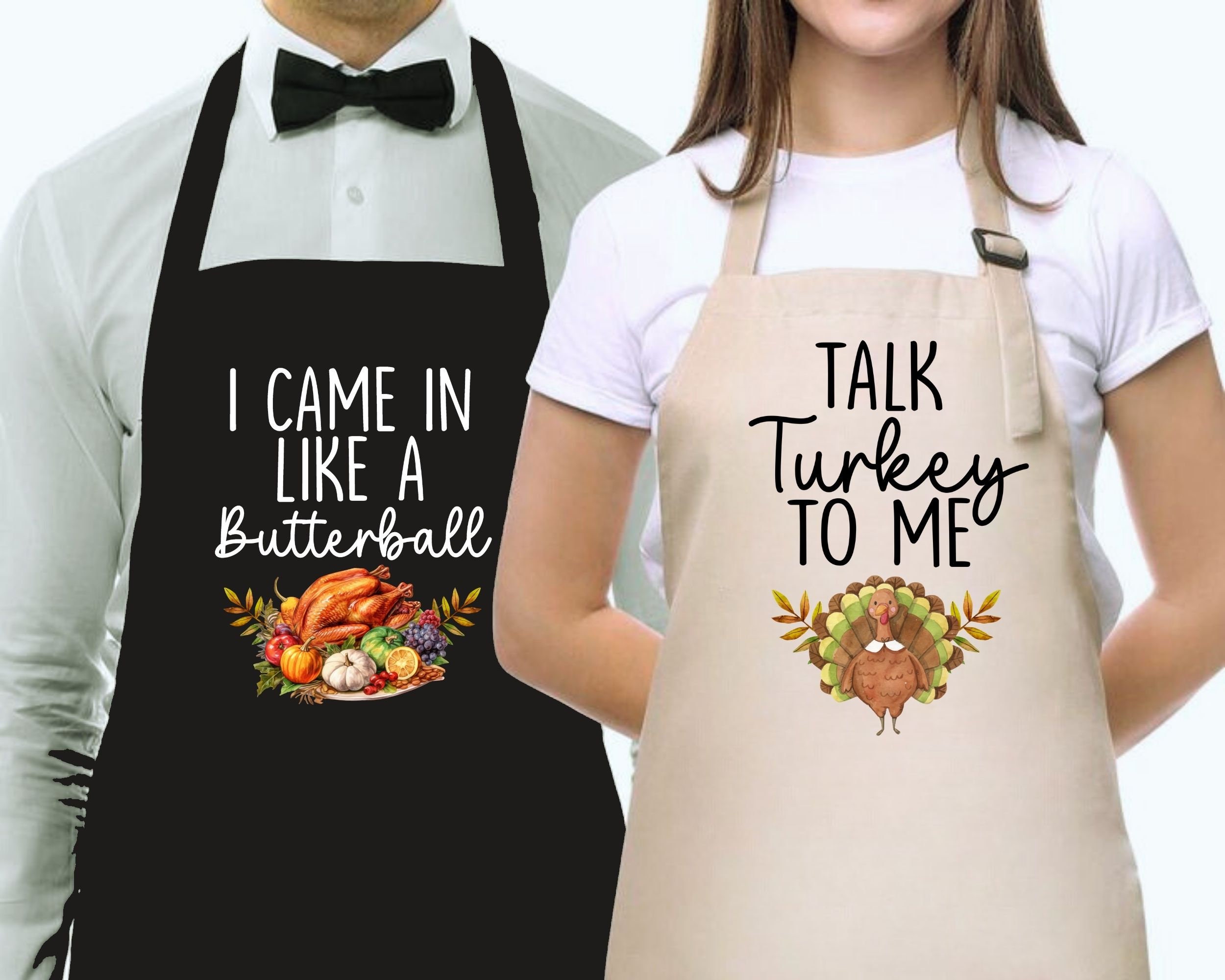 Funny Thanksgiving Dinner Apron: Talk Turkey to Me, Matching Family Aprons, Thankful Kitchen Decor product image