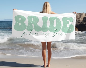 Personalized Bride Beach Towel: Custom Wedding Party Pool Towel, Bridesmaid