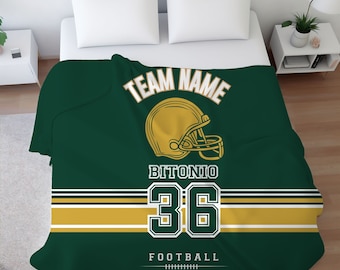 Personalized Football Team Blanket: Custom Name & Number, Sports Fan Gift, Man Cave Decor