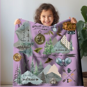 Coperta per neonati "Un'avventura personalizzata attende": Sherpa o Minky, colori e caratteri personalizzati immagine 5