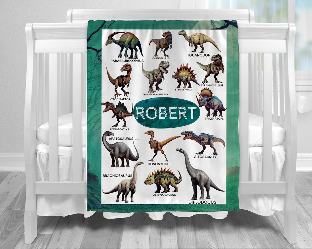 Personalized Dinosaur Blanket, Dinosaur Baby Blanket, Personalized Baby