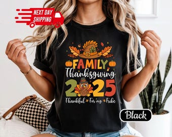 Comfort Colors Family Thanksgiving 2025 Shirt: Thankful Turkey Tee Thanksgiving Dinner Gift
