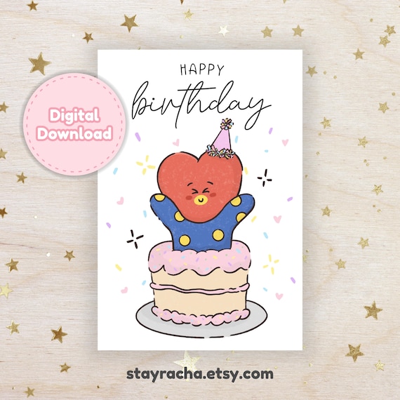 BT21 TATA Birthday Card Printable Digital Download - BTS V