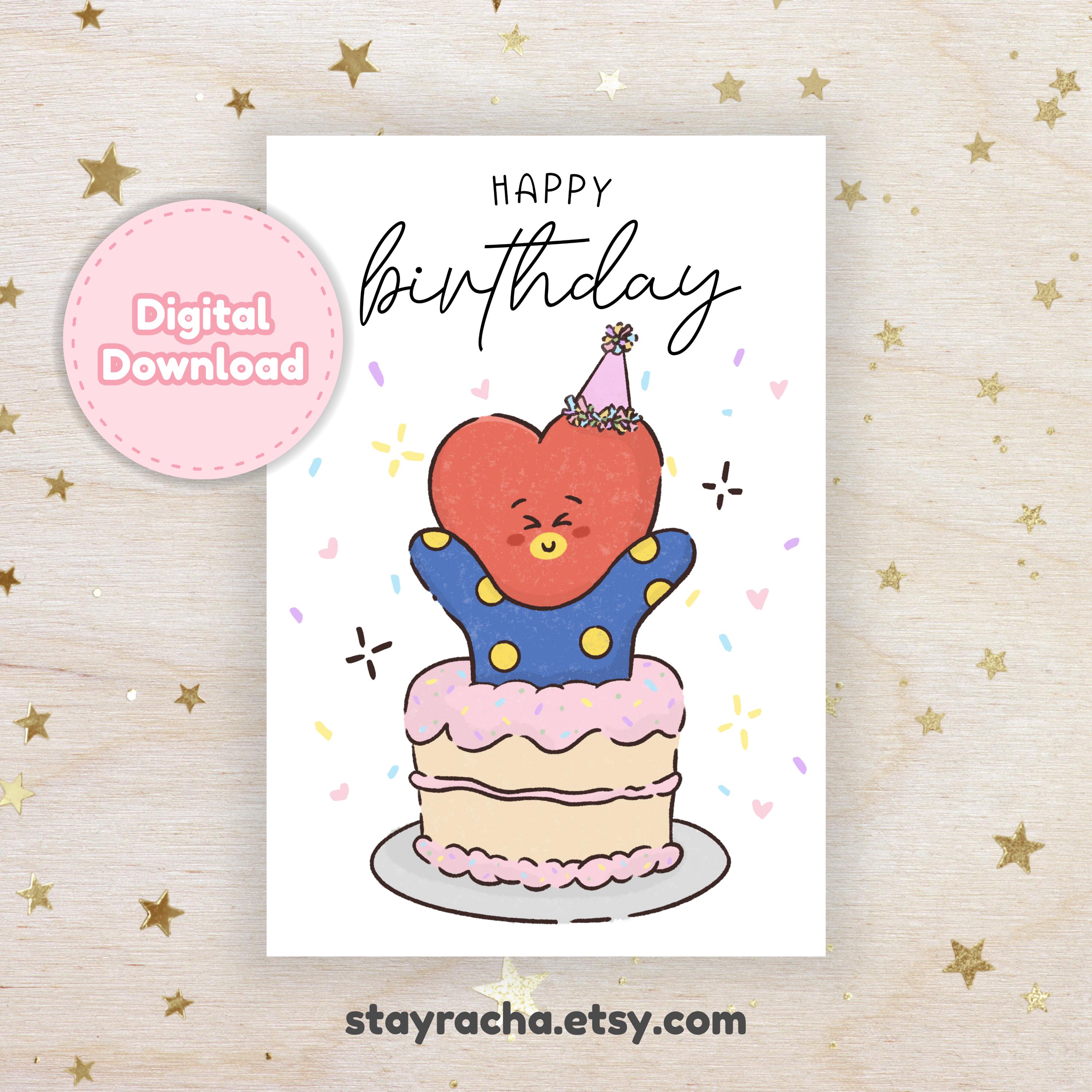 BT21 TATA Birthday Card Printable Digital Download - BTS V