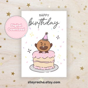 BT21 SHOOKY Birthday Card Printable Digital Download - BTS Suga Card - K-Pop Birthday