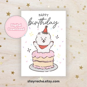 BT21 RJ Birthday Card Printable Digital Download - BTS Jin Card - K-Pop Birthday