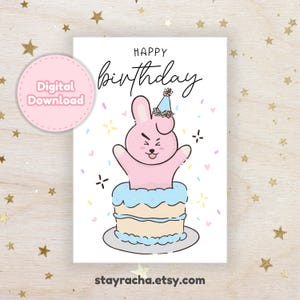 BT21 COOKY Birthday Card Printable Digital Download - BTS Jungkook Card - K-Pop Birthday
