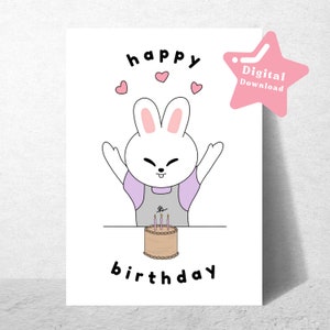 Streunende Kinder Geburtstagskarte druckbare digitaler Download - SKZOO LeeBit Lee Know Karte - K-Pop Geburtstag
