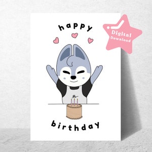 Stray Kids Birthday Card Imprimable Téléchargement numérique - SKZOO WolfChan Bang Chan Card - K-Pop Birthday