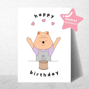 Streunende Kinder Geburtstagskarte druckbare digitaler Download - SKZOO Quokka Han Karte - K-Pop Geburtstag