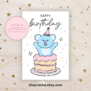 BT21 KOYA Birthday Card Printable Digital Download - BTS RM Card - K-Pop Birthday