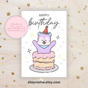 BT21 MANG Birthday Card Printable Digital Download - BTS J-Hope Card - K-Pop Birthday
