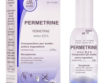 PERMETHRINE en spray 0,5% 50 g "Raideur de la stomie" avec pédiculose (céphalique, pubienne)