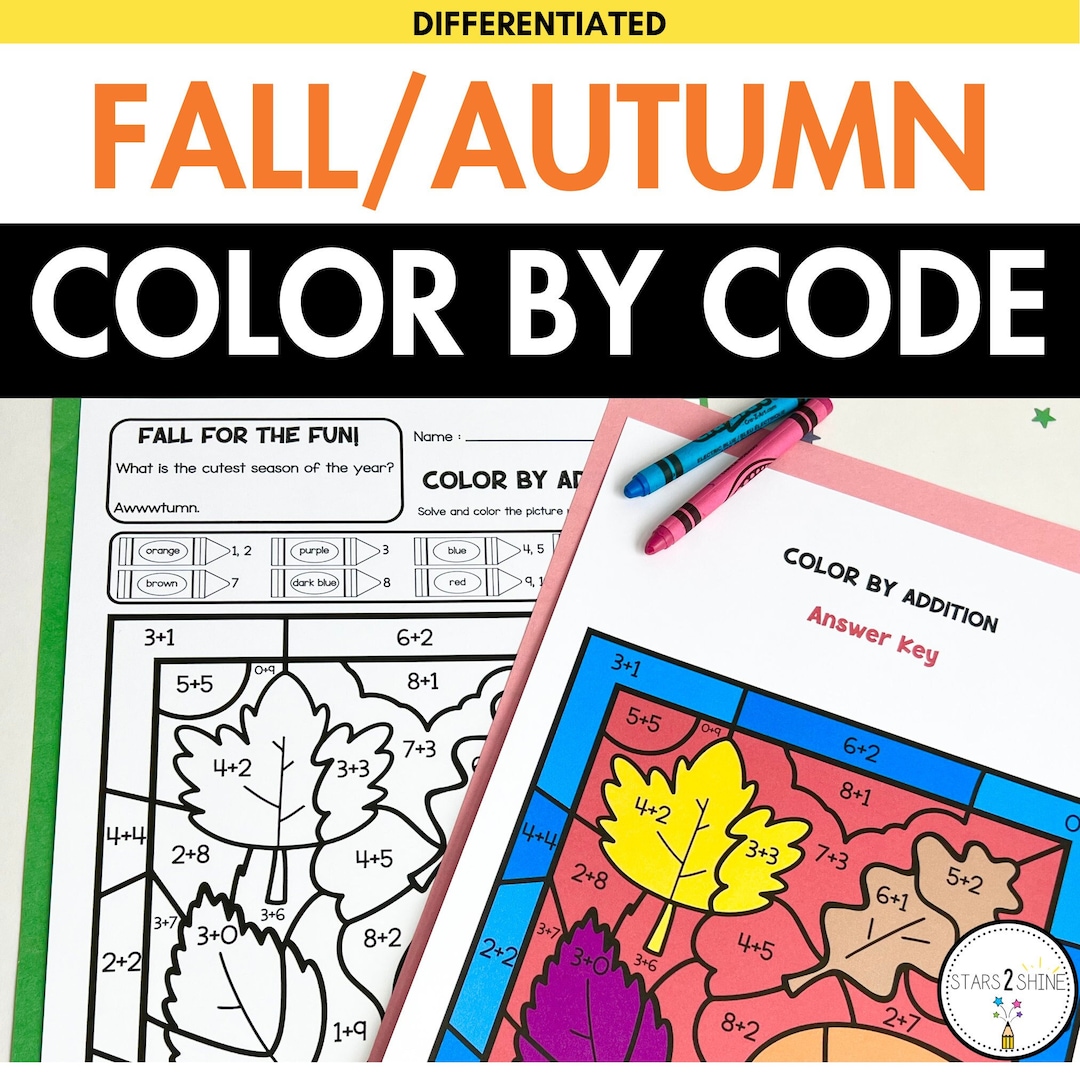Fall Color by Code | Autumn Color by Number Addition Subtraction ...