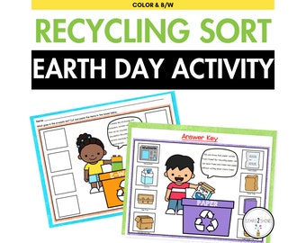 Dag van de Aarde Recycling sorteren - Recycle sorteren Activiteit - Recycling Knippen en plakken Afdrukbare activiteit - Afval sorteren
