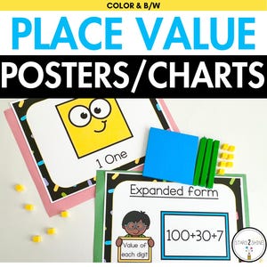 Place Value Posters and Charts Printable | Standard Form, Word Form, Expanded Form and Base Ten Form | Bulletin Board Display