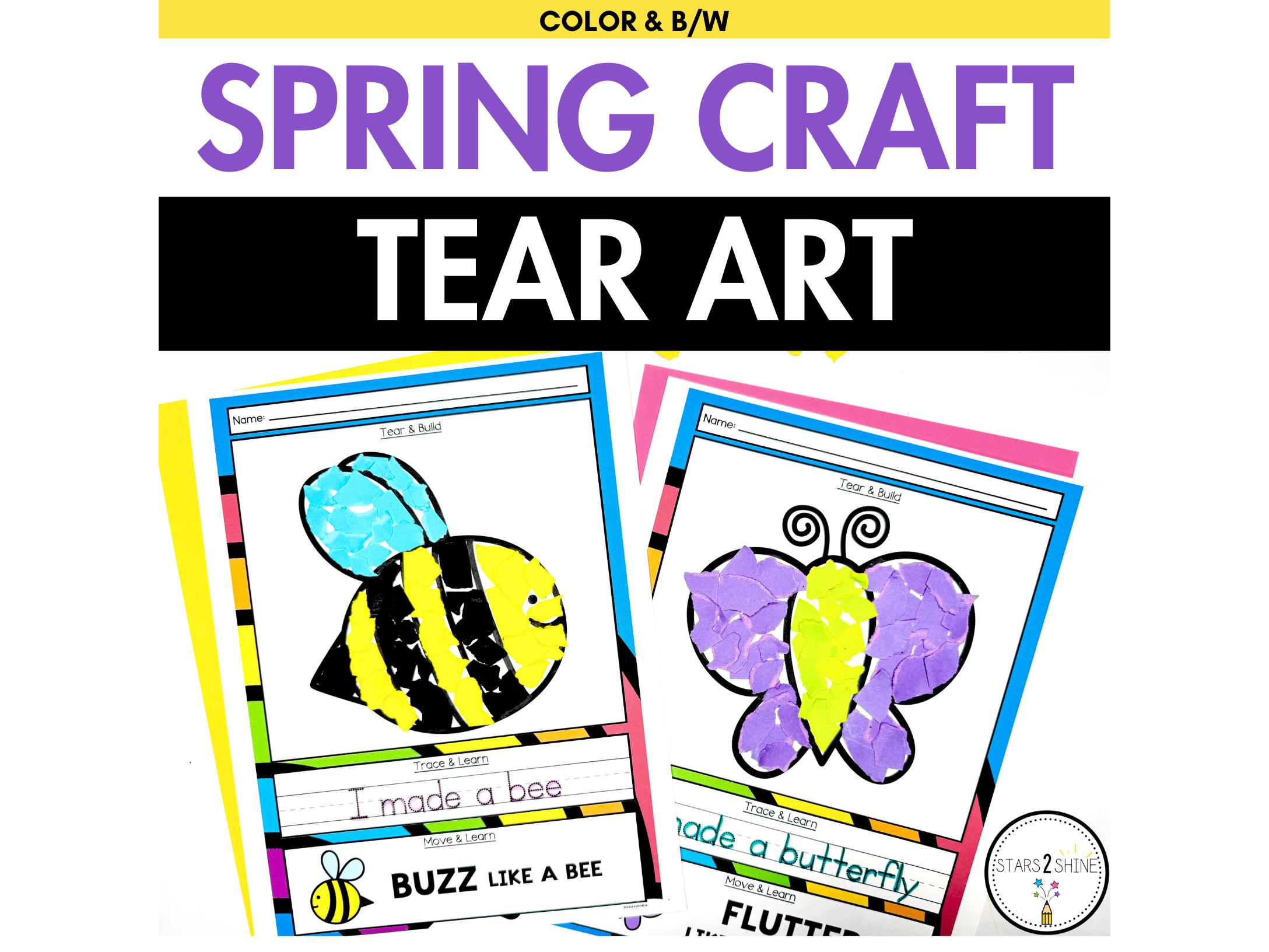 Spring Torn Paper Craft With Movement Breaks | Tear Art Kindergarten ...