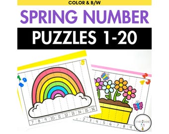 Spring Number Puzzles | Writing Numbers to 20 | Ordering Numbers to 20 Puzzles for Kindergarten | Spring Number Ordering Puzzles for Kids