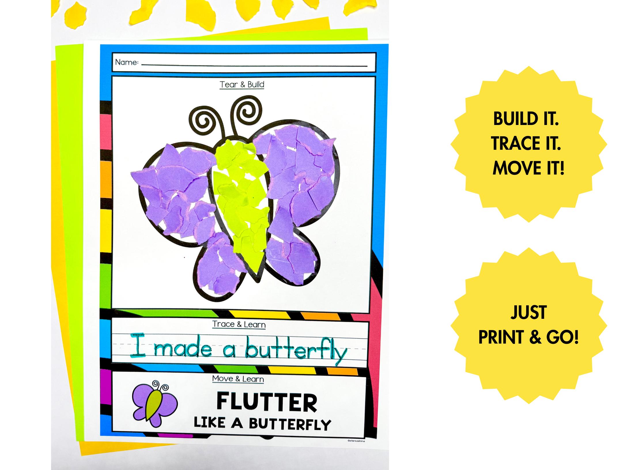 Spring Torn Paper Craft With Movement Breaks | Tear Art Kindergarten ...