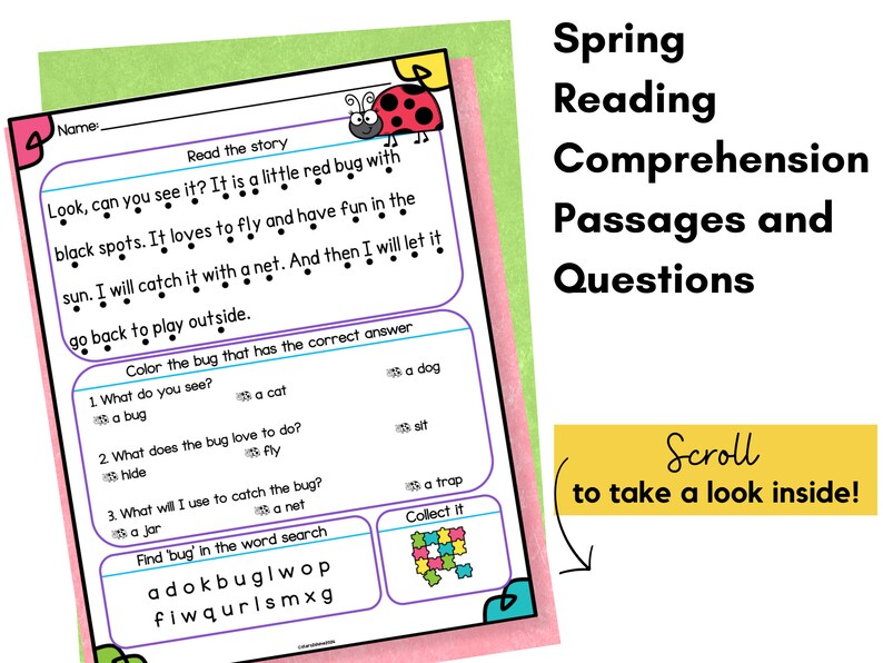 Spring Reading Comprehension Passages and Questions Printable for ...