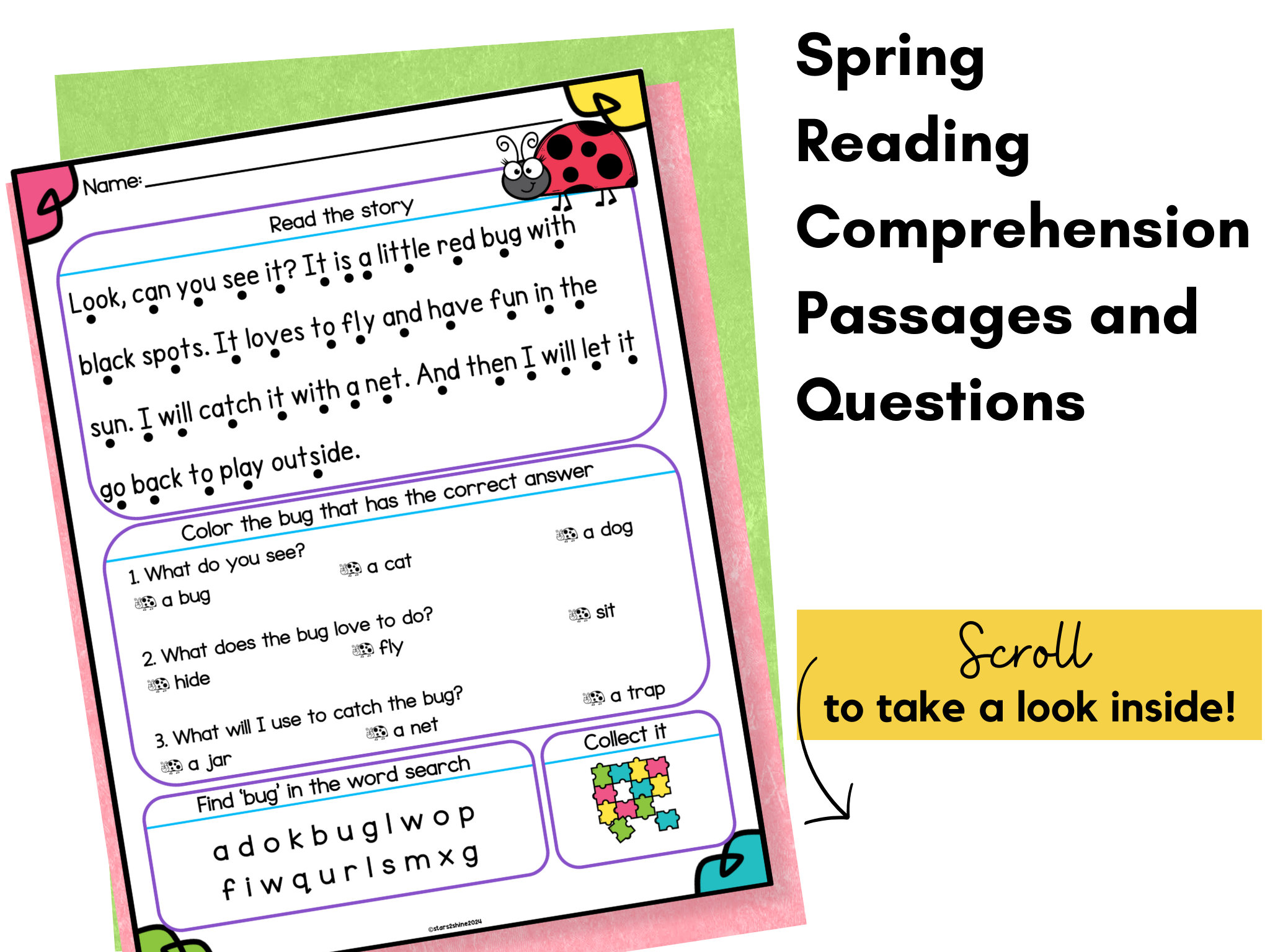 Spring Reading Comprehension Passages and Questions Printable for ...