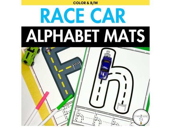 Race Car Letter Formation Mats | Road Alphabet Fine Motor Activity | Trace Letters Homeschool | Alphabet Road Mats
