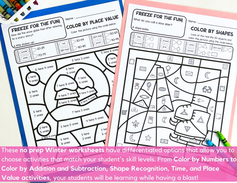 Winter Color by Code | Winter Color by Number Addition Subtraction ...