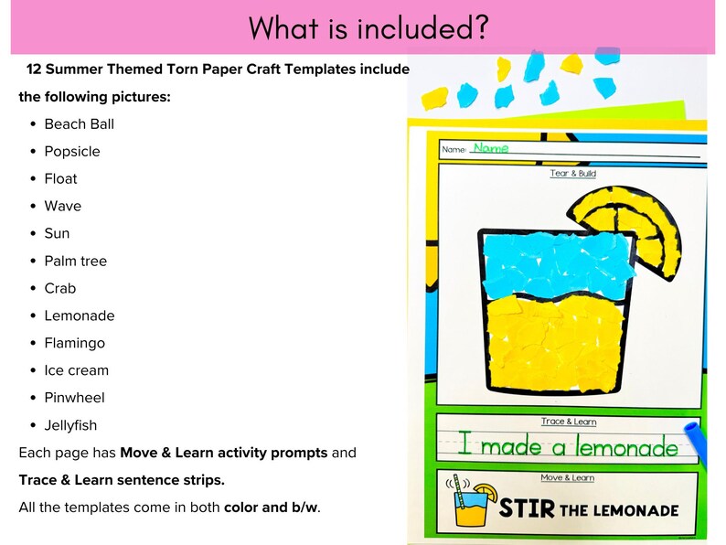 Summer Torn Paper Craft With Movement Breaks | Tear Art Kindergarten ...