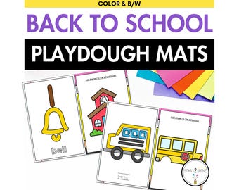Back to School Playdough Mats - First Day of School Playdough Fun - Fine Motor Activities for Preschool, Kindergarten - Homeschool