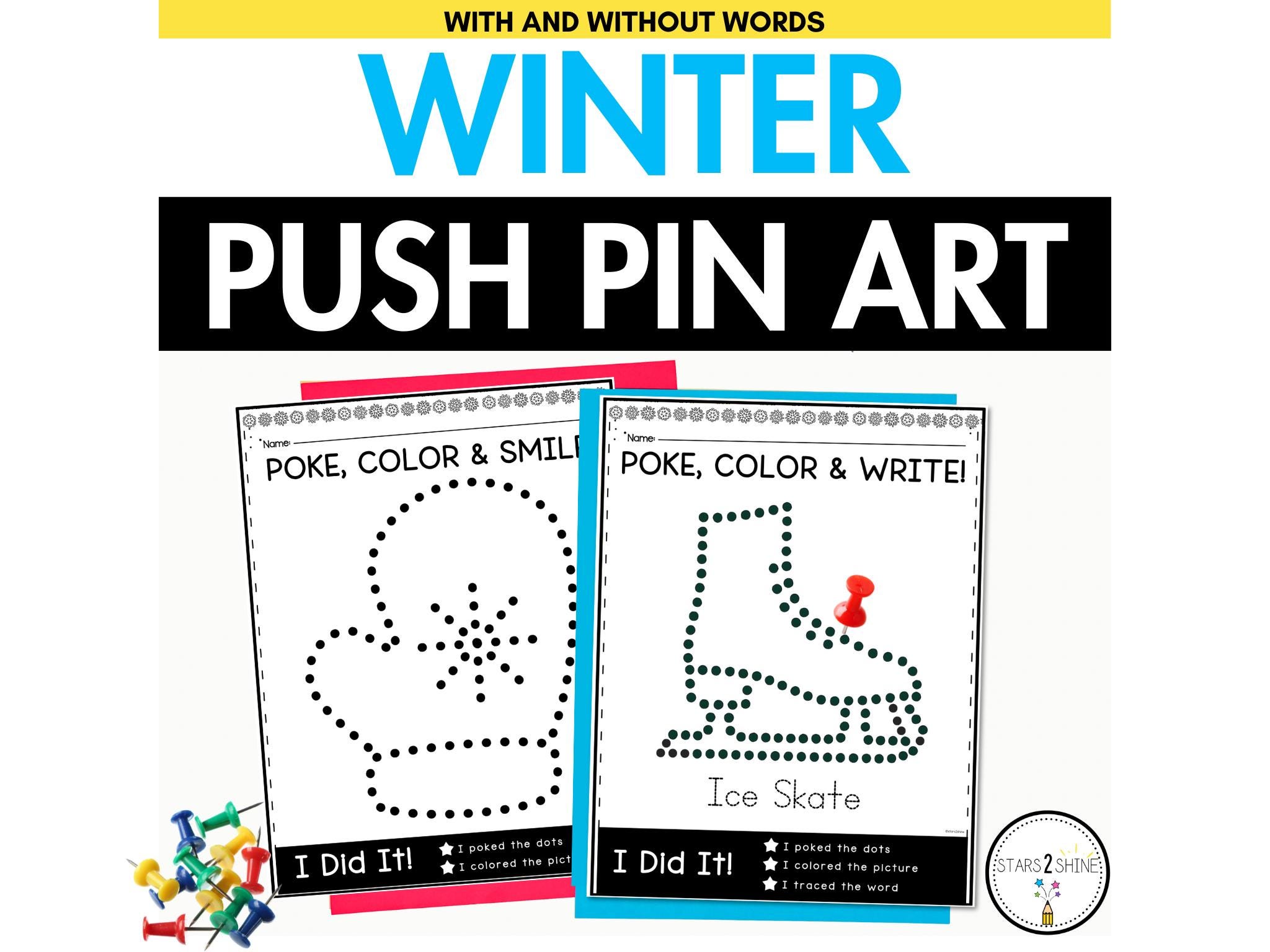 Winter Push Pin Art - Pokey Pin Pictures - Winter Fine Motor…