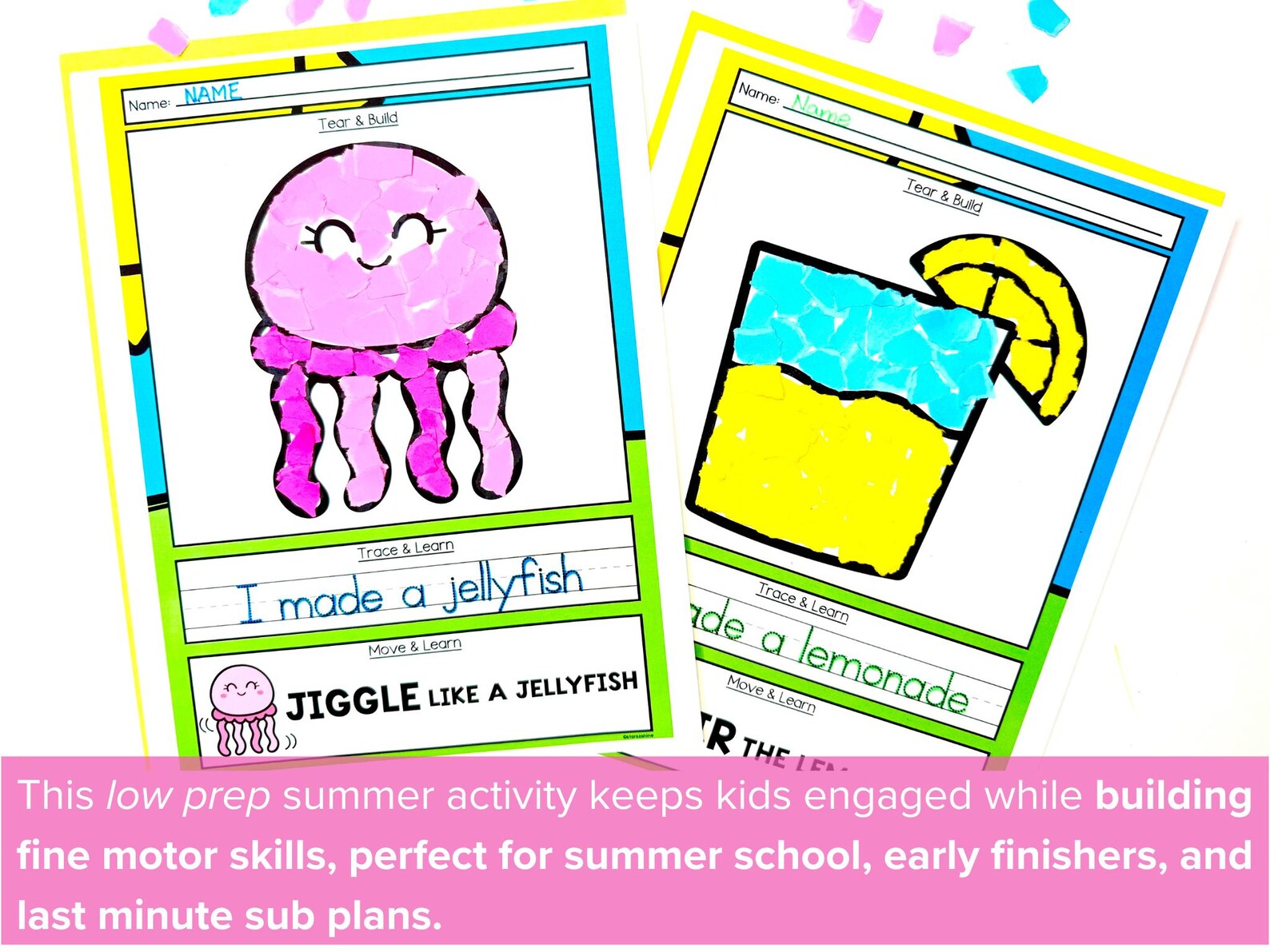 Summer Torn Paper Craft With Movement Breaks | Tear Art Kindergarten ...