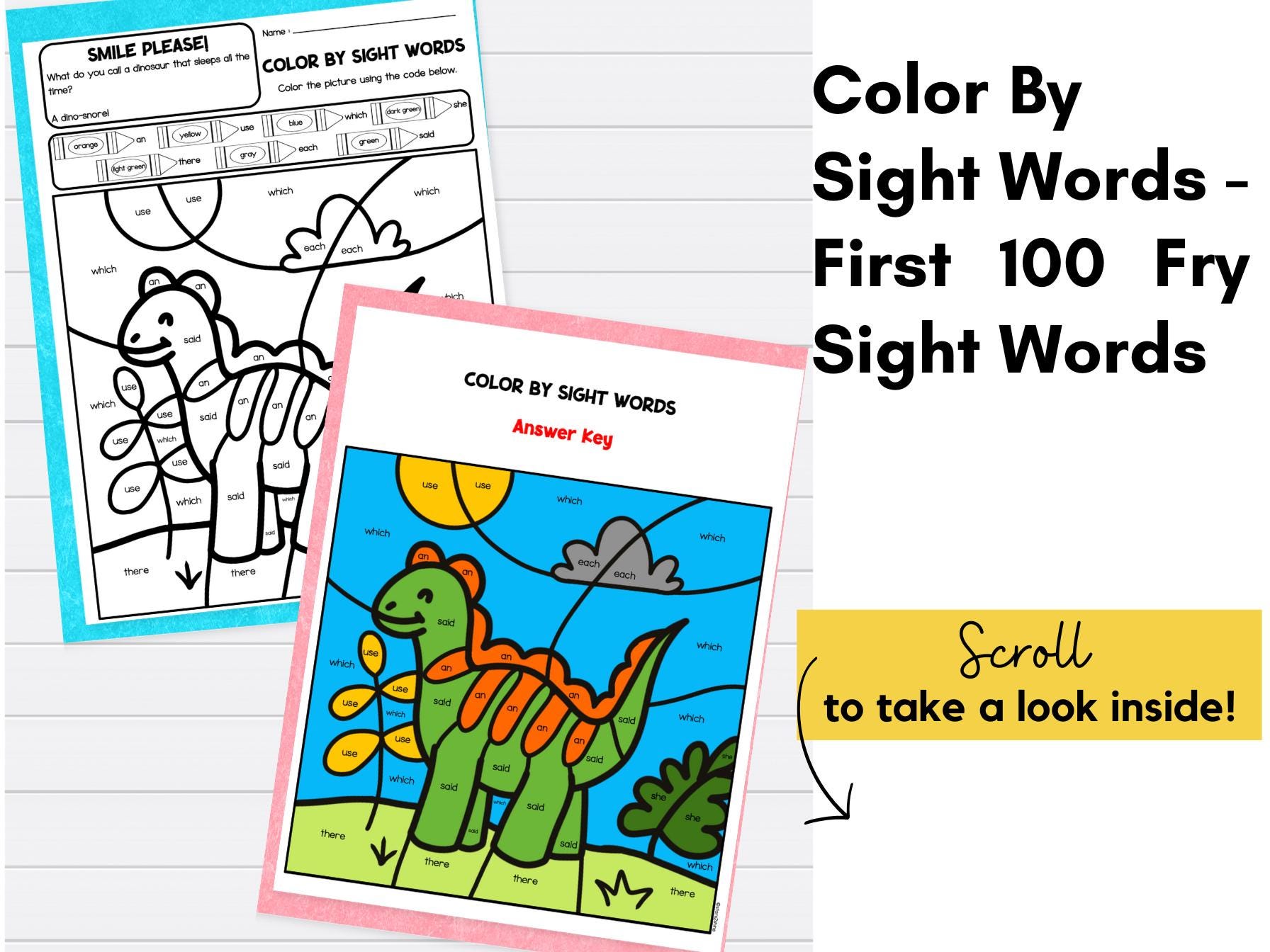 Sight Words Coloring Sheets | Color by Sight Word Kindergarten | Frys ...