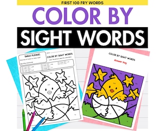 Sight Words Coloring Sheets | Color by Sight Word Kindergarten | Frys First 100 Sight Words Printable Activity for Homeschool