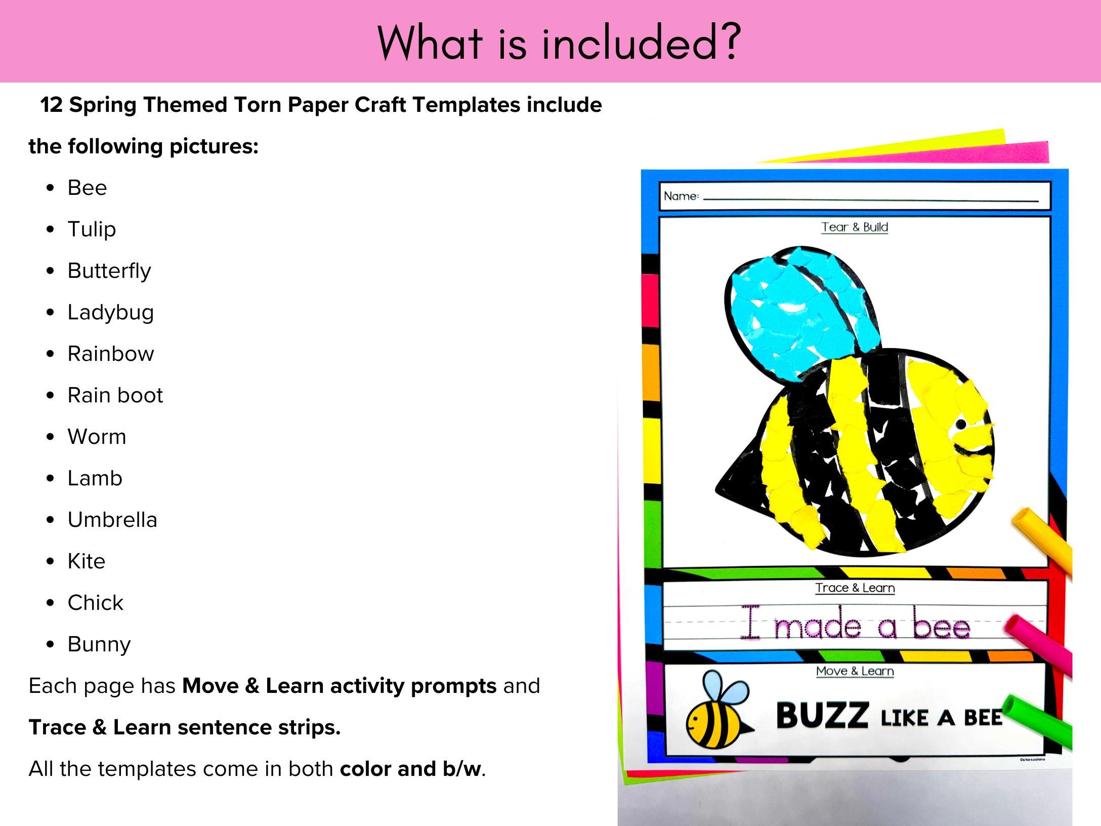 Spring Torn Paper Craft With Movement Breaks | Tear Art Kindergarten ...