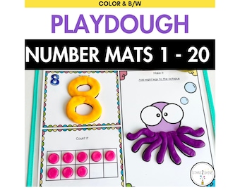 Printable Playdough Number Mats 1 - 20 With Ten Frames | Number Formation Sheet | Play Dough Number Activity for Kids | Fine Motor Skills