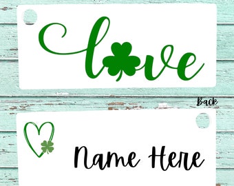 Personalized Love Clover Key Chain, Gift Tag, Name Tag, Basket Tag.