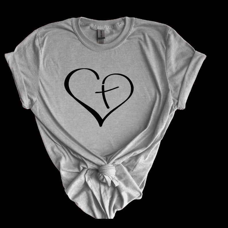 Graphic Heart Cross T-shirt 100% cotton 3 available colors image 3