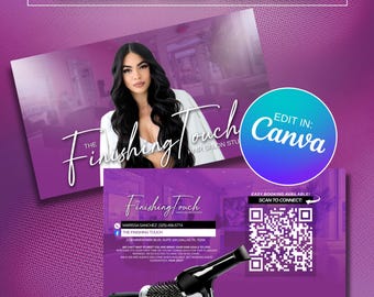 Hair Stylist Business Card Template | Modern Editable Canva Card for Braiders & Hairstylists | hair stylist business card