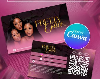 DIY Business Card Template, Beauty Business Card,DIY Canva Business Card Template for Hair Stylists, Makeup Artists, Nail Techs, Lash Techs