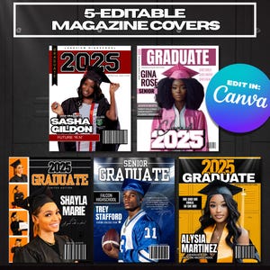 Magazine Cover Graduation Invite, DIY Flyer Template Design, Graduation Event, Class of 2025 Graduates, Premade Graduation Celebration Flyer