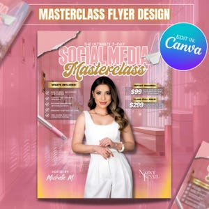 Social Media Coaching Flyer, Masterclass Flyer, Content Course, Canva Template, Content Creating Class, DIY Coaching Flyer, Coach Flyer