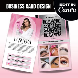 Instagram Business Card Template Lash Business Card Social Media QR Code Lash Tech Business Card Hair Nails Makeup Wig Card Canva Template