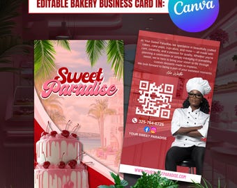 Baking Business Card Template, Printable Bakers Business Card, Bakery Business Branding, DIY Business Card Design, Instant Download Card