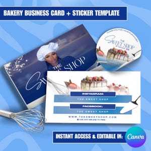 Bakery Business Card Template, Cupcake Business Card, Baking Card, Cake Business Card, Editable Bakery Cards, Pastry Business